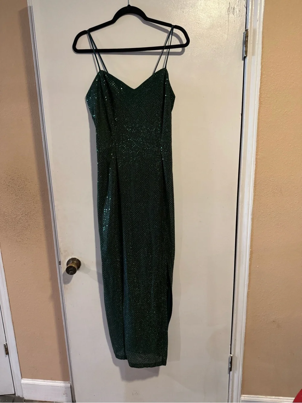 Vintage 80s ANN Emerald Green Formal Dress Cape Set XL USA